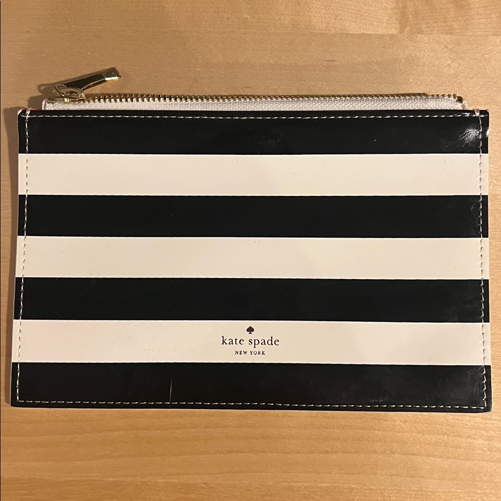 Kate Spade Black and White Striped Pouch